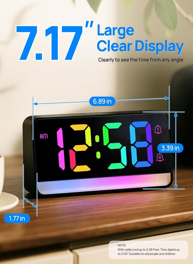 MASHI Loud Alarm Clock for Heavy Sleepers,Digital Clock with 12 Color NightLight,Adjustable Volume,Dynamic RGB Color, Snooze, DST Bedrooms Bedside,ok to Wake for Kids,Teens - Image 2