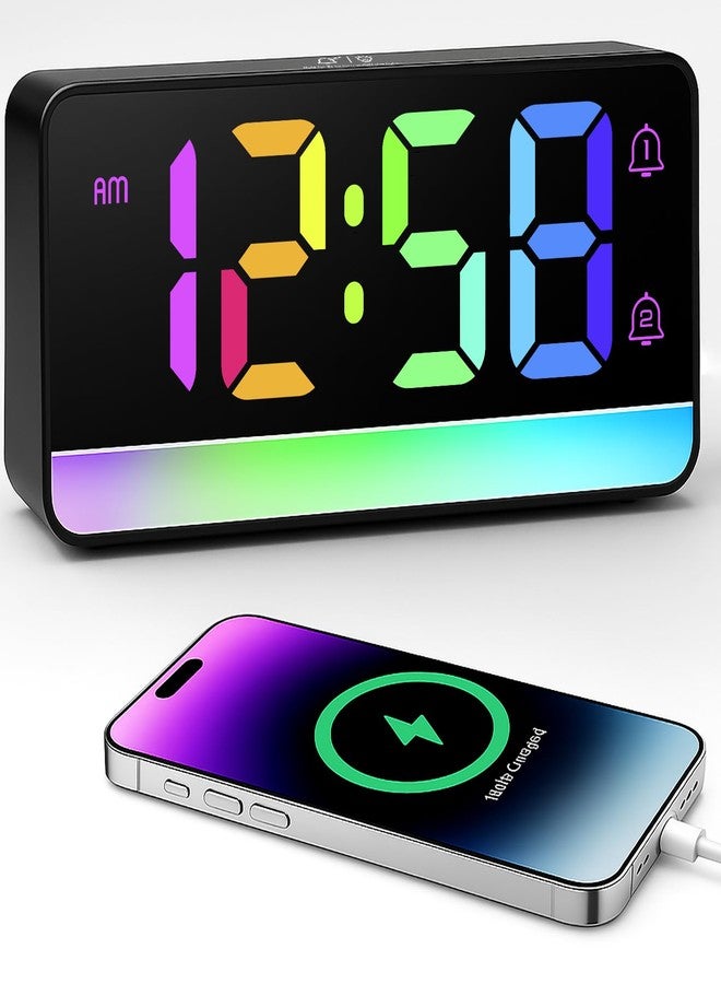 MASHI Loud Alarm Clock for Heavy Sleepers,Digital Clock with 12 Color NightLight,Adjustable Volume,Dynamic RGB Color, Snooze, DST Bedrooms Bedside,ok to Wake for Kids,Teens - Image 1
