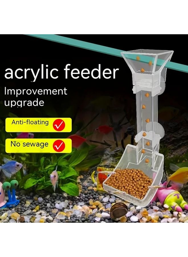 Small Acrylic Automatic Fish Feeder Gravity Dispenser Anti Float No Battery - Image 1