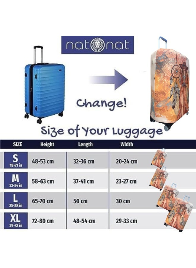 natOnat Travel Luggage Cover Protector - Suitcase Cover - Stretchy, Washable Spandex & Polyester - Protects Against Dirt & Scratches - Wildfern Design - Fits 48-53 CM Height (Small) - Image 2
