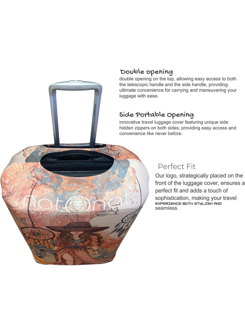natOnat Travel Luggage Cover Protector - Suitcase Cover - Stretchy, Washable Spandex & Polyester - Protects Against Dirt & Scratches - Wildfern Design - Fits 48-53 CM Height (Small) - Image 3