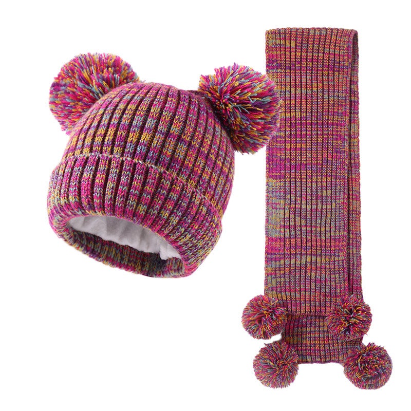 Kids Jacquard Beanie Scarf Set Warm Blue - Image 3