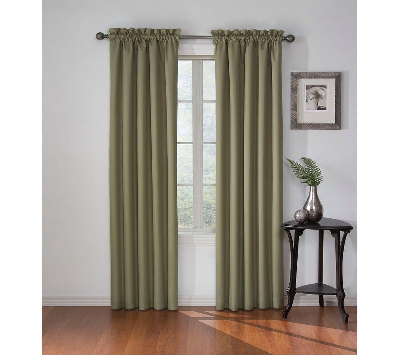 ECLIPSE Corinne Modern Blackout Thermal Rod Pocket Window Curtain for Bedroom or Living Room 1 Panel 42 x 63 Olive