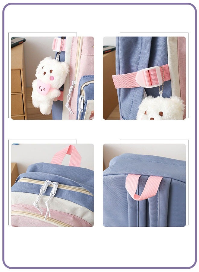 Kid Backpack Set Of 5 Pieces Aesthetic Backpack For School Teenage Girls' Daily Necessities With Charm And Pins Pencil Case Tote Bag Small Bag  - Image 3