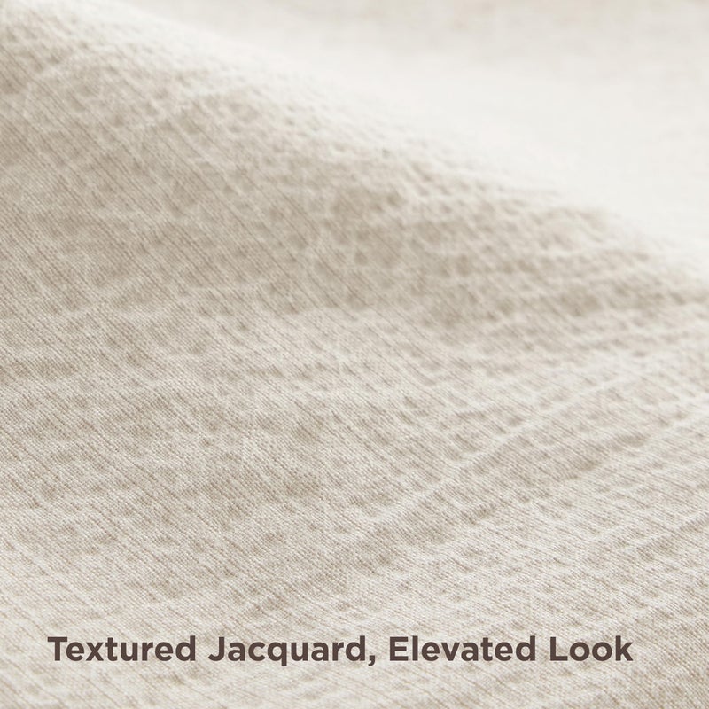 Bedsure Textured Duvet Cover King Size - Cotton-Like Polyester Jacquard Duvet Cover Set for All Seasons - 3 Pieces Ultra Soft Bedding Set with 2 Pillow Shams, NO Comforter (Beige, King, 104" x 90") - Image 4