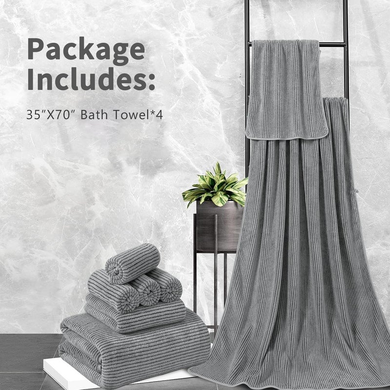 JessyHome 4 Piece Bath Towel Set 35""x70""Oversized Bath Towel for Bathroom Ultra Soft Fluffy Extra Large Bath Sheet Luxury Premium Bathroom Towel Highly Absorbent Quick Dry Shower Towel for Bathroom Hotel Spa - Image 5