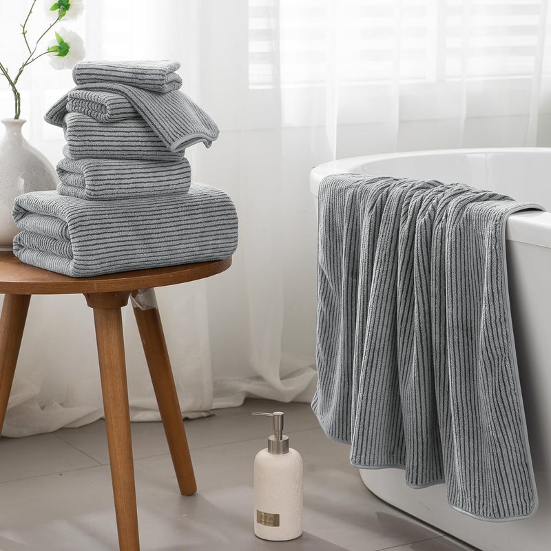 JessyHome 4 Piece Bath Towel Set 35""x70""Oversized Bath Towel for Bathroom Ultra Soft Fluffy Extra Large Bath Sheet Luxury Premium Bathroom Towel Highly Absorbent Quick Dry Shower Towel for Bathroom Hotel Spa - Image 2