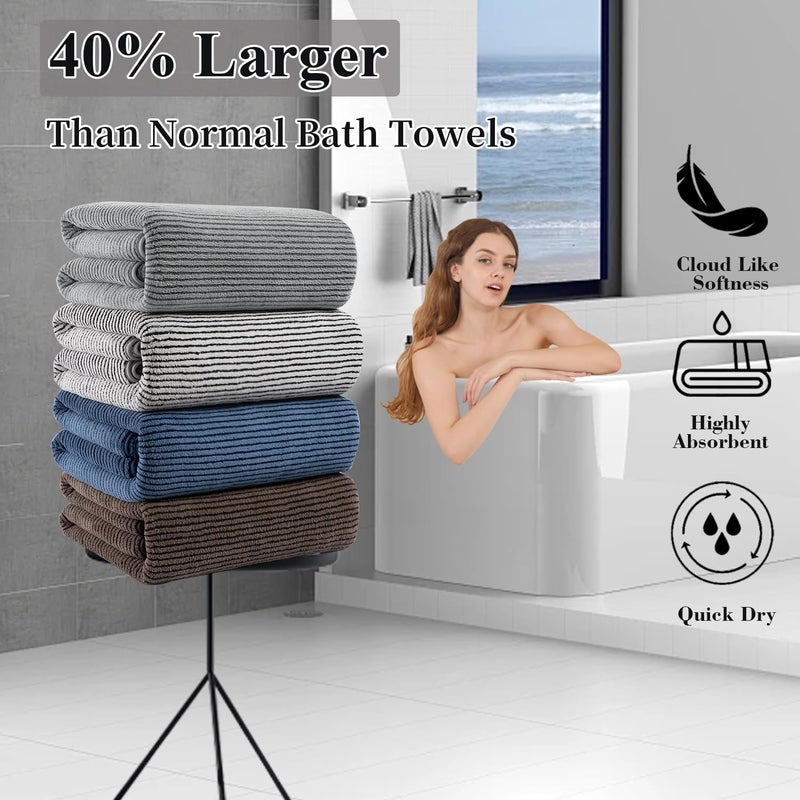 JessyHome 4 Piece Bath Towel Set 35""x70""Oversized Bath Towel for Bathroom Ultra Soft Fluffy Extra Large Bath Sheet Luxury Premium Bathroom Towel Highly Absorbent Quick Dry Shower Towel for Bathroom Hotel Spa - Image 4
