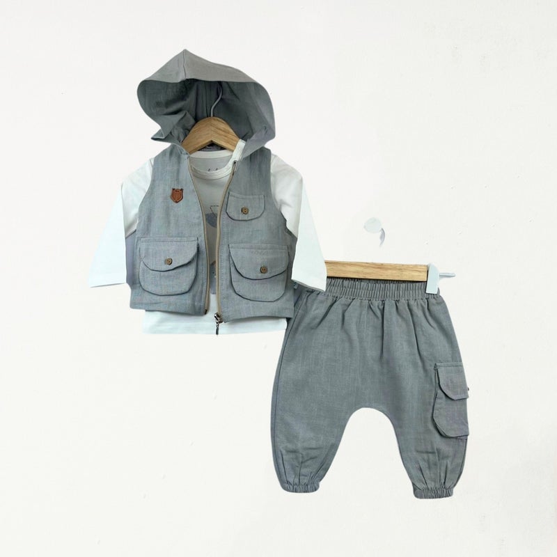 FOR MY BABY Baby Fou Safari Linen Vest - Image 1
