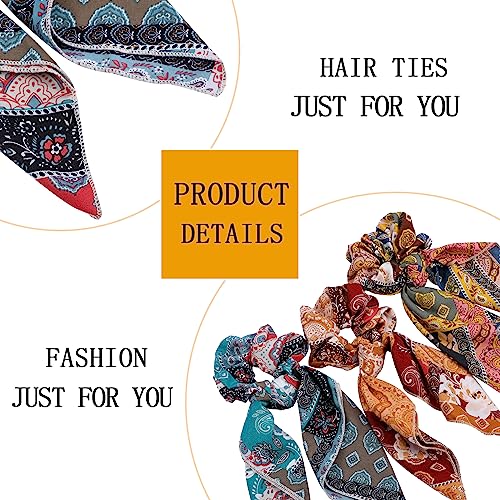 Cutewing Paisley Scrunchie Hair Accessories - Chiffon Hair Scarf Bandana, Scrunchies, Ribbons, Ponytail Holders, and Bow Scrunchies for Women (6PCS) - Image 5