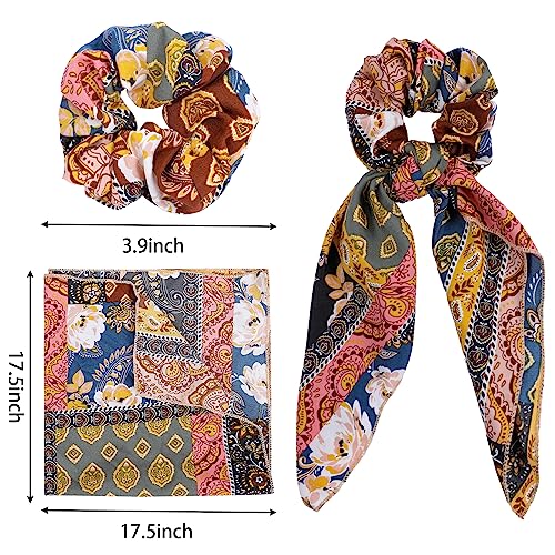 Cutewing Paisley Scrunchie Hair Accessories - Chiffon Hair Scarf Bandana, Scrunchies, Ribbons, Ponytail Holders, and Bow Scrunchies for Women (6PCS) - Image 2