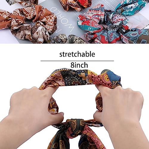Cutewing Paisley Scrunchie Hair Accessories - Chiffon Hair Scarf Bandana, Scrunchies, Ribbons, Ponytail Holders, and Bow Scrunchies for Women (6PCS) - Image 3