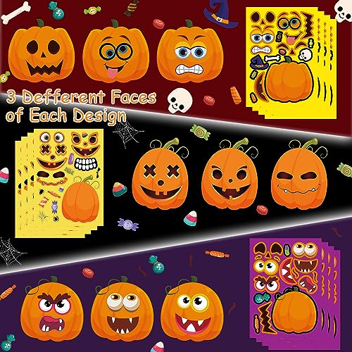 Aowplc 56 Sheets Halloween Pumpkin Make a Face Stickers for Kids - 14 Different Pumpkin Designs - Fun Halloween Party Favors Crafts Games & Activities Supplies - Image 4