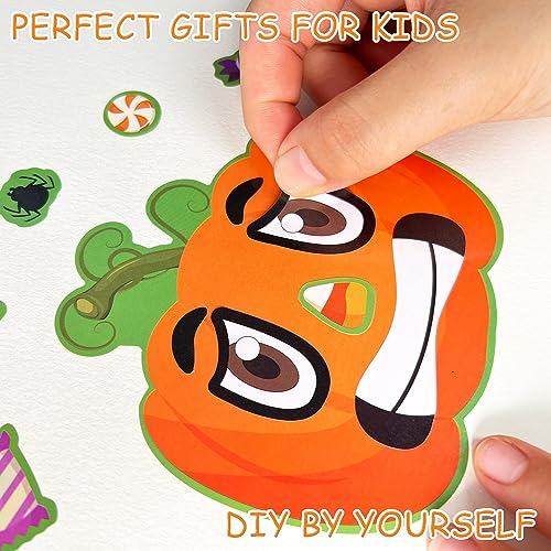 Aowplc 56 Sheets Halloween Pumpkin Make a Face Stickers for Kids - 14 Different Pumpkin Designs - Fun Halloween Party Favors Crafts Games & Activities Supplies - Image 5