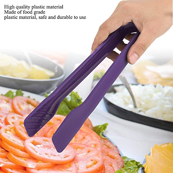 PRAYAS 3Pcs Kitchen Tongs, Multifunctional Silicone Tong Cooking Tongs Food Clamps Salad Clip Kitchen Baking Cooking Tool (Purple) - Image 3