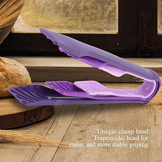 PRAYAS 3Pcs Kitchen Tongs, Multifunctional Silicone Tong Cooking Tongs Food Clamps Salad Clip Kitchen Baking Cooking Tool (Purple) - Image 4