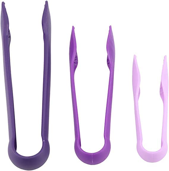 PRAYAS 3Pcs Kitchen Tongs, Multifunctional Silicone Tong Cooking Tongs Food Clamps Salad Clip Kitchen Baking Cooking Tool (Purple) - Image 1