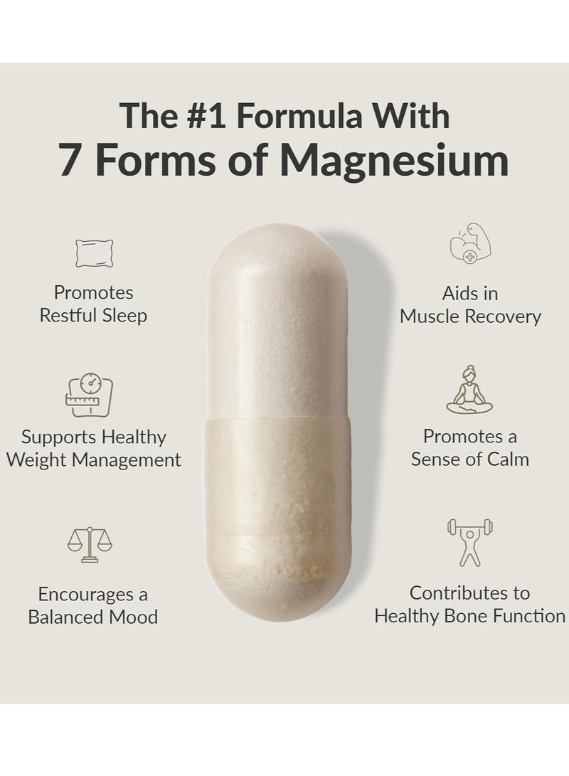 بيو أوبتيمايزيرز مكمل BIOptimizers Magnesium Breakthrough 4.0 - 7 أشكال من المغنيسيوم: الجليسينات، المالات، السيترات، وغيرها - دعم طبيعي للنوم والوظائف الإدراكية - 60 كبسولة - مركب فيتامينات مهدئ - Image 2