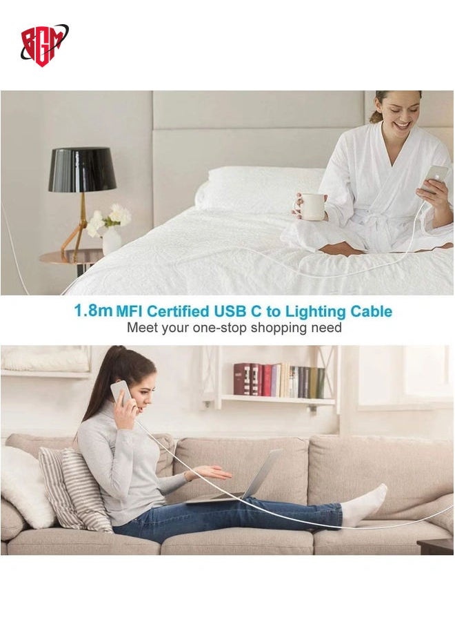 [Apple MFi Certified] iPhone Fast Charger, Veetone 20W PD Type C Power Wall Charger Travel Plug with 6FT USB C to Lightning Quick Charge Sync Cord Compatible for iPhone 13/12/11/XS/XR/X 8/SE 2020/iPad