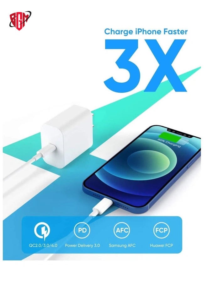 [Apple MFi Certified] iPhone Fast Charger, Veetone 20W PD Type C Power Wall Charger Travel Plug with 6FT USB C to Lightning Quick Charge Sync Cord Compatible for iPhone 13/12/11/XS/XR/X 8/SE 2020/iPad