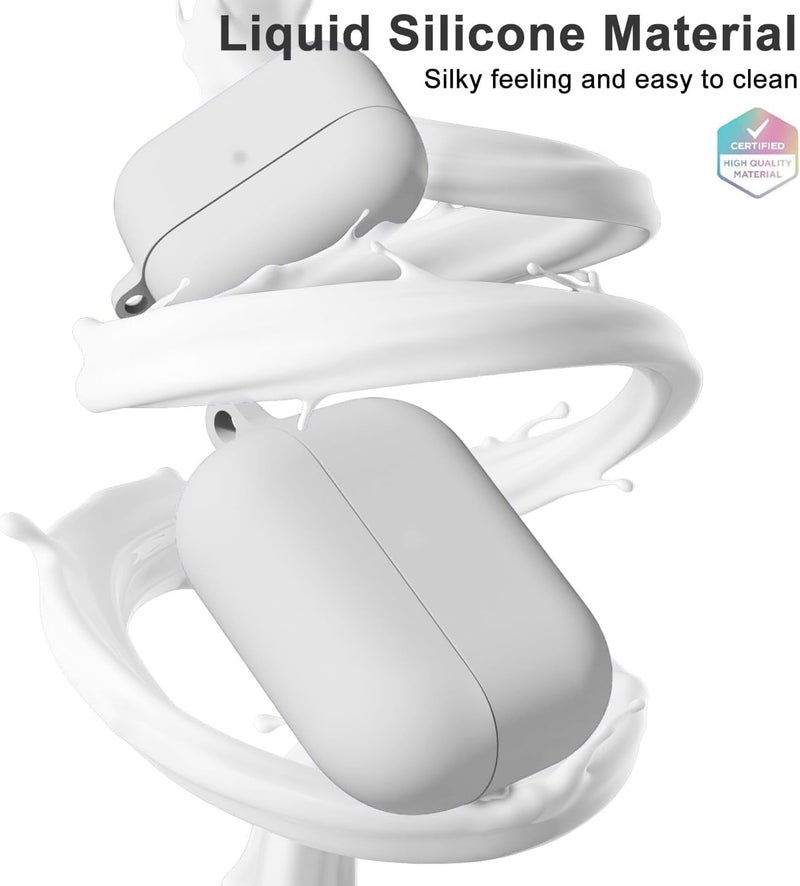 Emoh Roced for Apple Airpods 4th Generation Case Cover(2024), Silicone Case with Cleaner Kit & Keychain Compatible Compatible with Airpods 4 (Light Grey) - Image 3