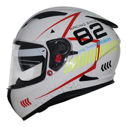 TVS Racing Helmet for Men, Anti-Fog Pin-Lock, Aerodynamic Design & DOT/ISI/ECE Certified, Premium Bike Helmet with Secure Fastening (White - M) - Image 1