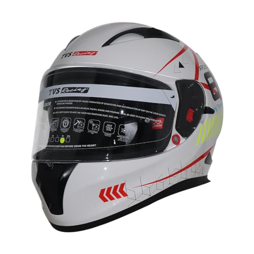 TVS Racing Helmet for Men, Anti-Fog Pin-Lock, Aerodynamic Design & DOT/ISI/ECE Certified, Premium Bike Helmet with Secure Fastening (White - M) - Image 4
