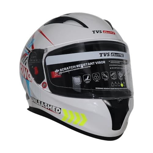 TVS Racing Helmet for Men, Anti-Fog Pin-Lock, Aerodynamic Design & DOT/ISI/ECE Certified, Premium Bike Helmet with Secure Fastening (White - M) - Image 5