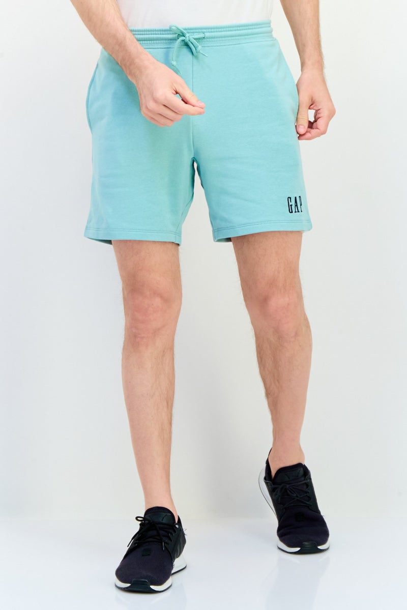 GAP Men Embroidered Logo Basic Shorts, Teal Green - Image 1