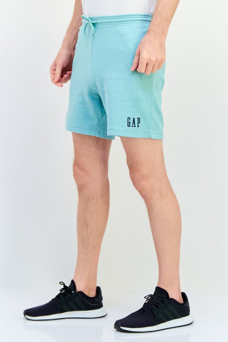 GAP Men Embroidered Logo Basic Shorts, Teal Green - Image 2