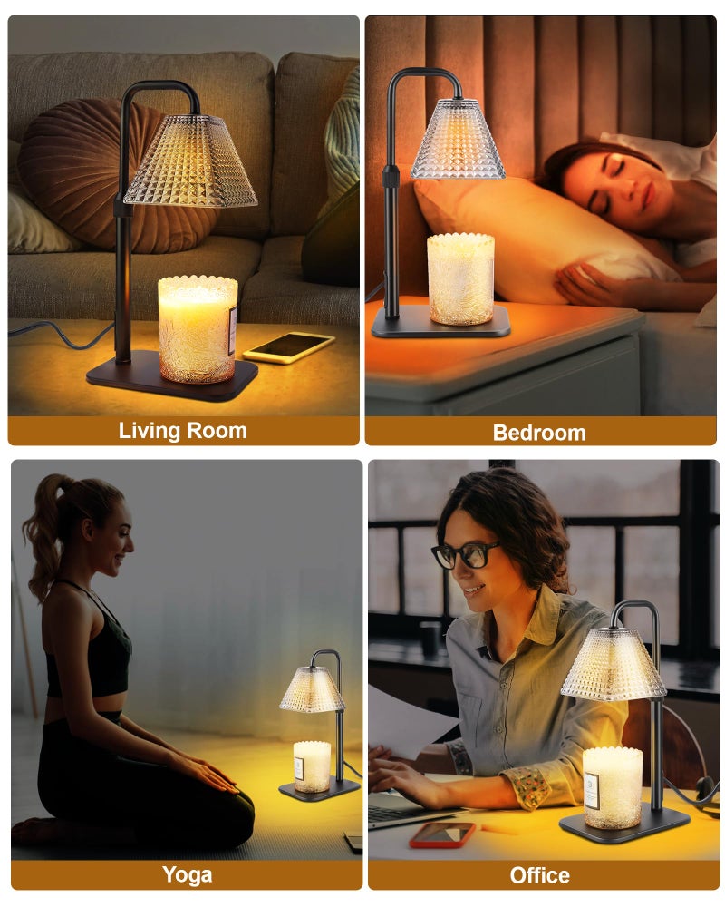 Homewarm مصباح تسخين الشموع مع مؤقت ومخفض - هدايا عيد الحب وأعياد الميلاد للنساء والأمهات وهدايا الفيل الأبيض وزينة المنزل والغرفة، مصباح تسخين الشمع القابل للتعديل لشموع الجرة المعطرة مع 2 لمبة - Image 4