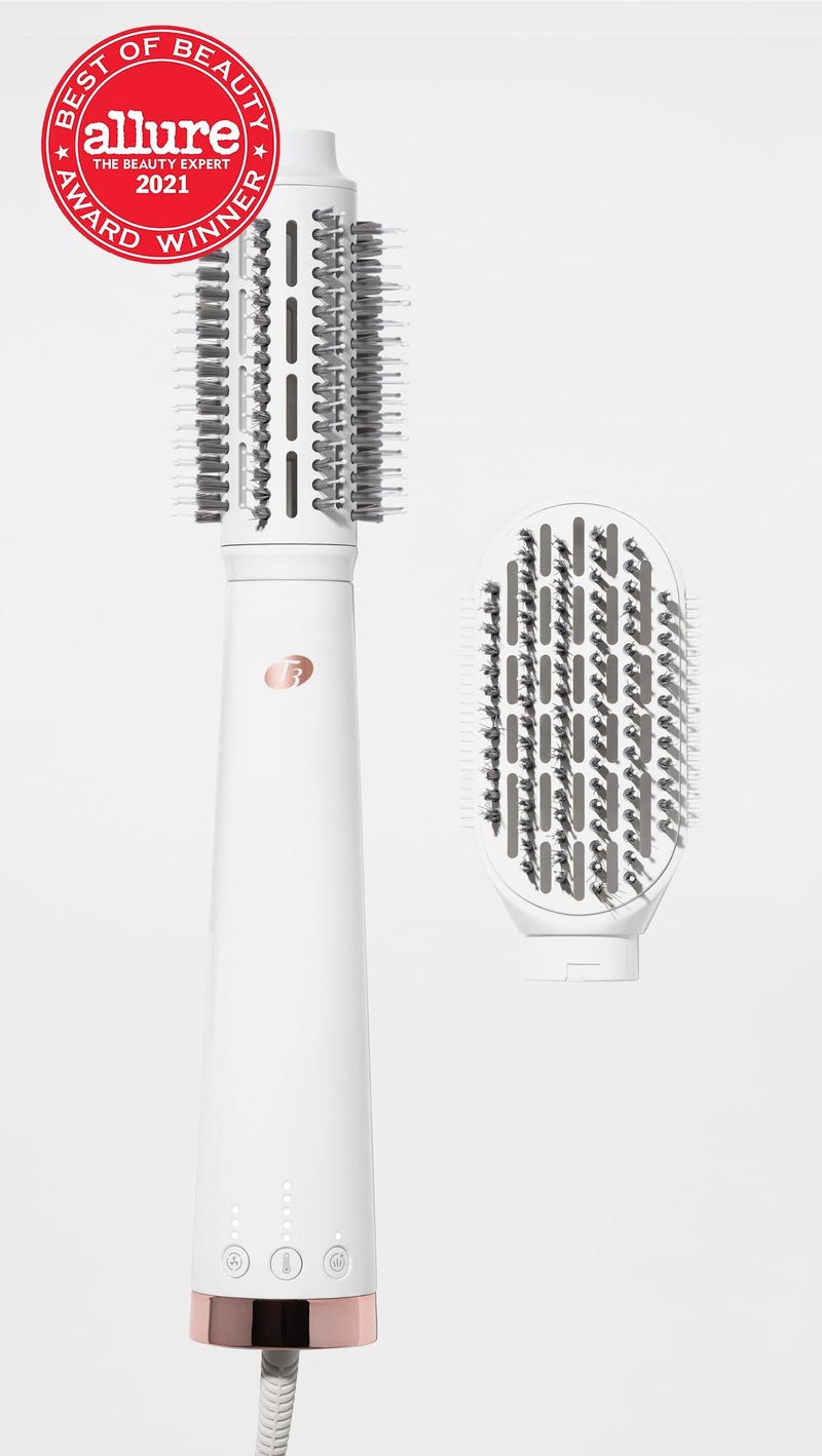 T3 "T3 AireBrush Duo Interchangeable Hot Air Blow Dry Brush with Two Attachments � Includes 15 Heat and Speed Combinations, T3 IonFlow Technology, Volume Booster Switch, Lock-in Cool Shot" - Image 2
