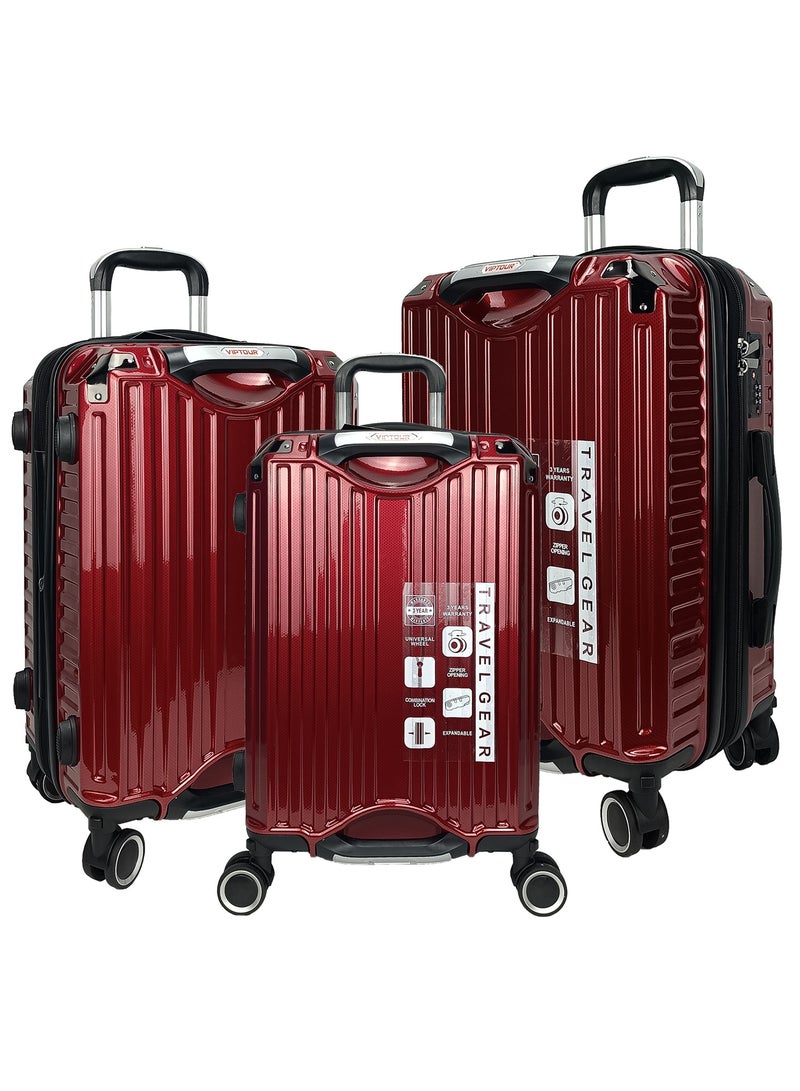 فيبتور مجموعة حقائب سفر بعجلات مكونة من 3 قطع عجلات دوارة ذات جوانب صلبة TPC مع قفل TSA وحامل أكواب - Image 1