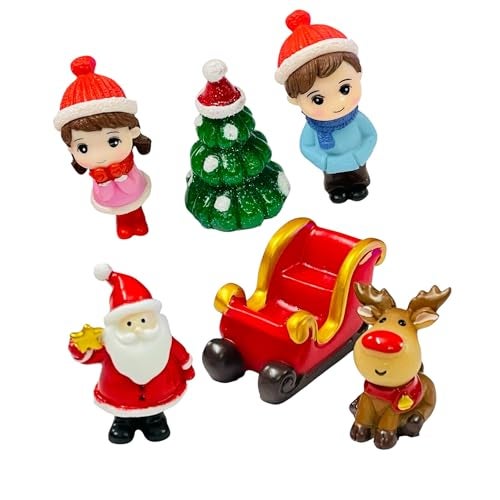 Moira 6 pcs Christmas Theme Miniature Decoration Items for Shops, Cake Toppers Plants, Terrariums, Doll Houses, Fairy Gardens - Image 1