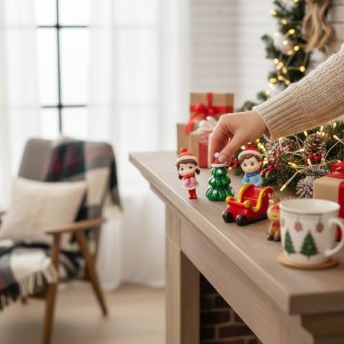 Moira 6 pcs Christmas Theme Miniature Decoration Items for Shops, Cake Toppers Plants, Terrariums, Doll Houses, Fairy Gardens - Image 5