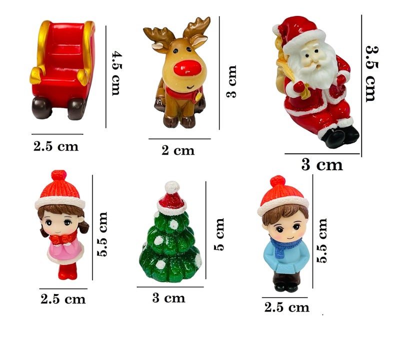 Moira 6 pcs Christmas Theme Miniature Decoration Items for Shops, Cake Toppers Plants, Terrariums, Doll Houses, Fairy Gardens - Image 2