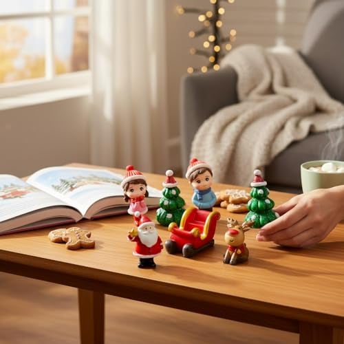 Moira 6 pcs Christmas Theme Miniature Decoration Items for Shops, Cake Toppers Plants, Terrariums, Doll Houses, Fairy Gardens - Image 3