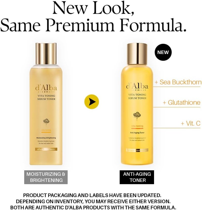 d'alba White Truffle Vita Toning Serum Toner (6.08 fl. oz) | Glass Skin with Double Vitamin Skincare, Face Moisturizer, Korean Skin Care, Dark Spots, Even Skin Tone, Serum-Like Toner - Image 2