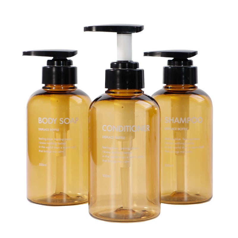 Yeeco Yeeco Brown Shampoo and Conditioner Dispenser Shampoo Dispenser 10oz300ml Shampoo and Conditioner Bottles 3 Packs Shampoo Bottles Refillable for Bathroom Kitchen Hotel 