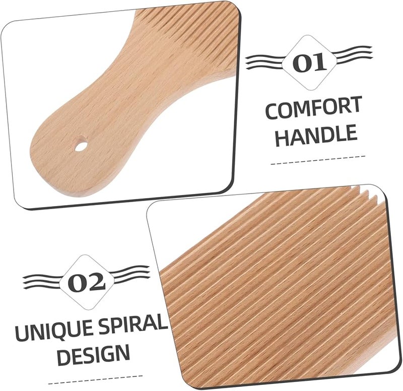 Wooden Cavatelli Pasta Maker Tool with Stripe Design for Homemade Gnocchi and Sauce Holding - Image 3