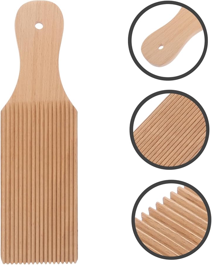 Wooden Cavatelli Pasta Maker Tool with Stripe Design for Homemade Gnocchi and Sauce Holding - Image 5