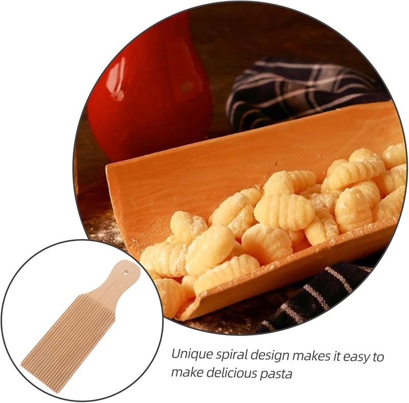 Wooden Cavatelli Pasta Maker Tool with Stripe Design for Homemade Gnocchi and Sauce Holding - Image 4