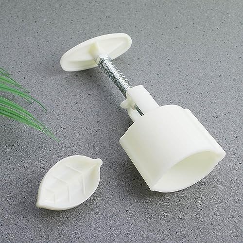 Kopida Mooncake Mold 2Pcs/set Leaf Shaped Cookie Stamp Cutter Mung Bean Cake Moon Cake Pastry Dessert Baking Hand Press Mold Reusable Fondant Cake Decor Tool - Image 3