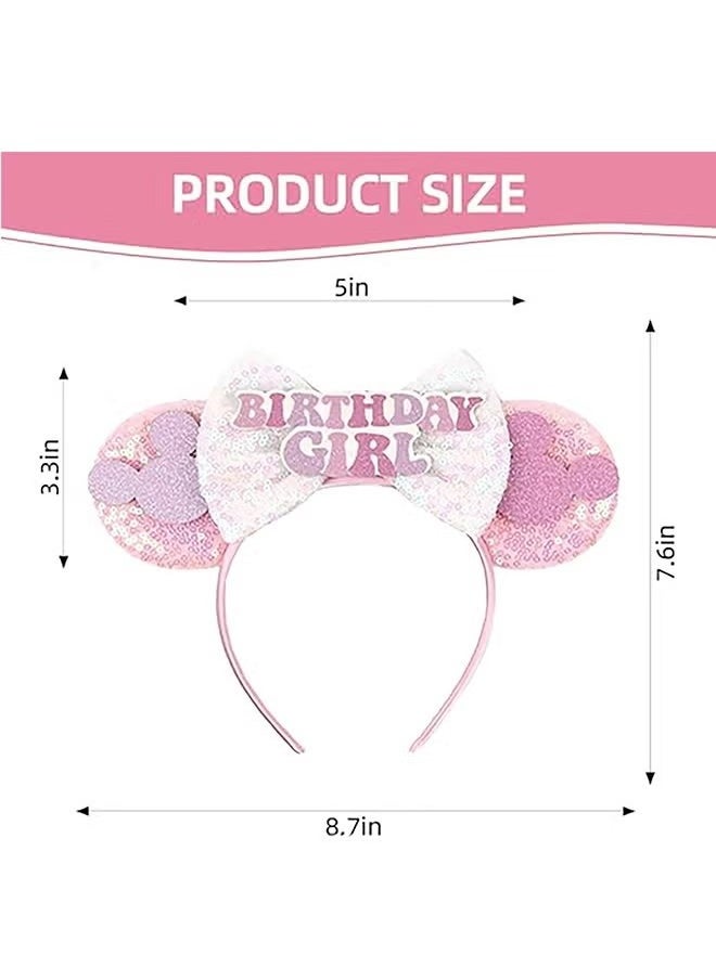 GMORO - Birthday Minnie Ears Headband, Birthday Party Crown Headband Glitter Crown for Girl, Birthday Party Supplies - Image 1