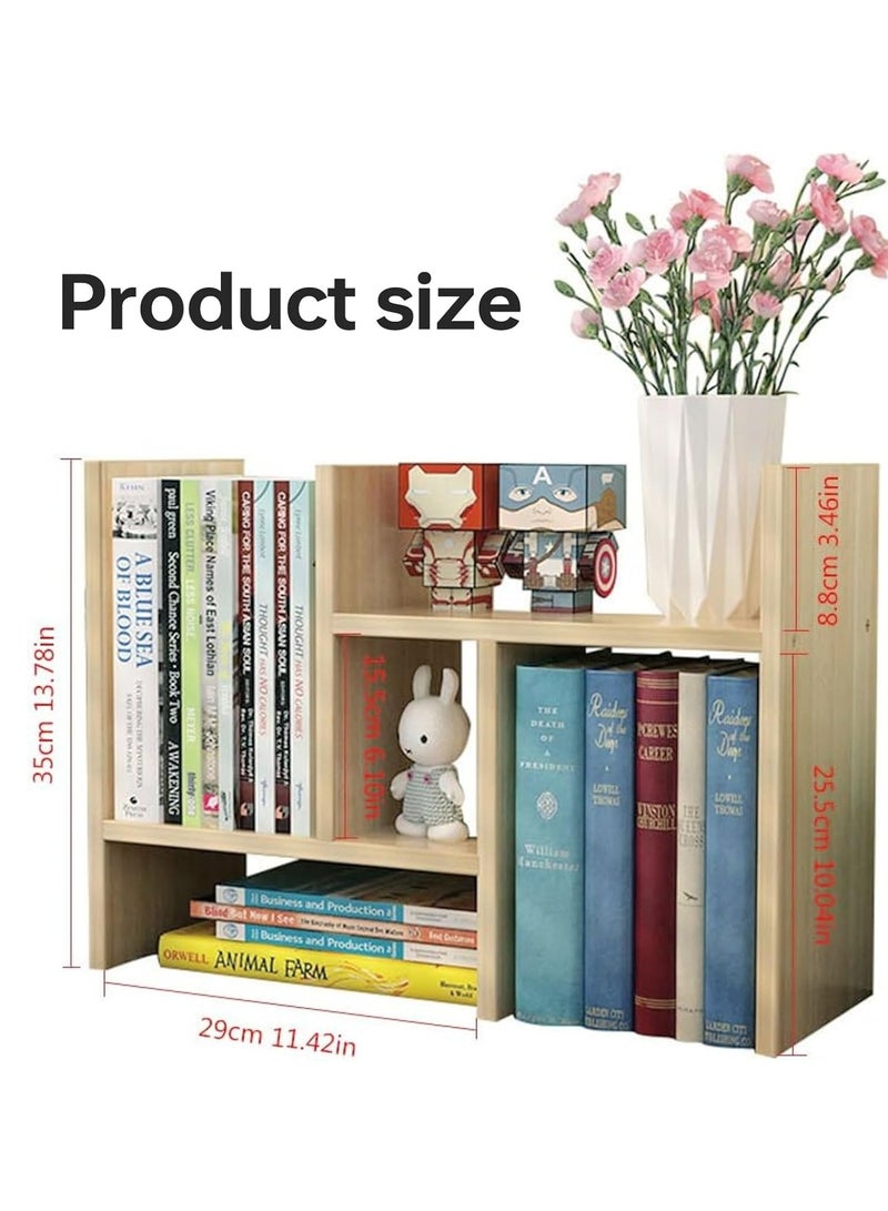 MIXDE Wood Adjustable Bookshelf Bookcase Expandable Desktop Storage Organizer Display Shelf Rack Office Supplies Desk Bookcase Desk Shelf Organizer Assembled Bookcase Adjustable Display Rack  - Image 4