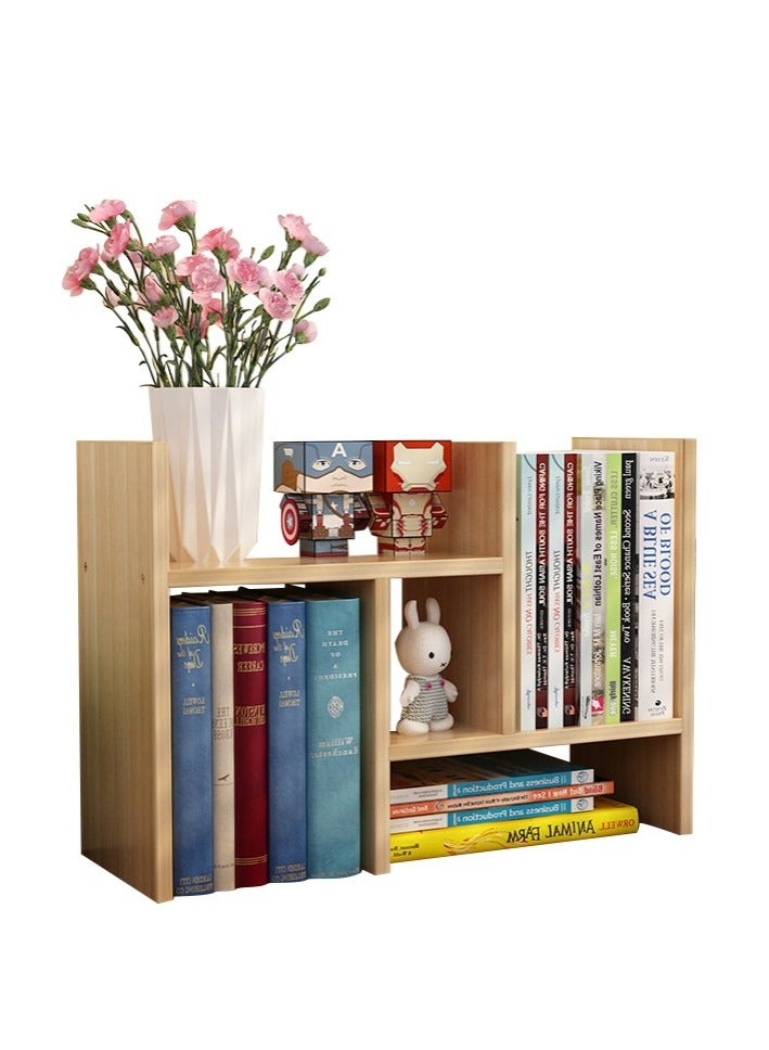 MIXDE Wood Adjustable Bookshelf Bookcase Expandable Desktop Storage Organizer Display Shelf Rack Office Supplies Desk Bookcase Desk Shelf Organizer Assembled Bookcase Adjustable Display Rack  - Image 1