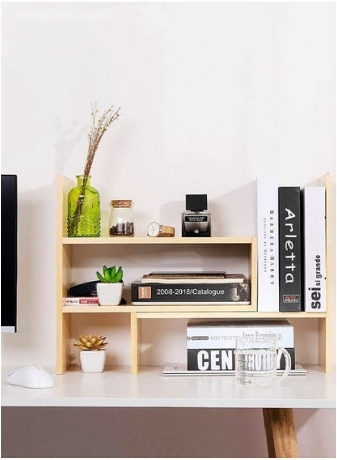 MIXDE Wood Adjustable Bookshelf Bookcase Expandable Desktop Storage Organizer Display Shelf Rack Office Supplies Desk Bookcase Desk Shelf Organizer Assembled Bookcase Adjustable Display Rack  - Image 3