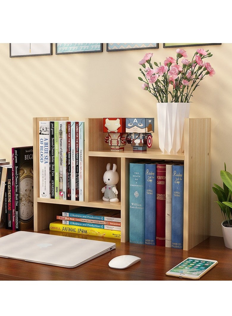 MIXDE Wood Adjustable Bookshelf Bookcase Expandable Desktop Storage Organizer Display Shelf Rack Office Supplies Desk Bookcase Desk Shelf Organizer Assembled Bookcase Adjustable Display Rack  - Image 2