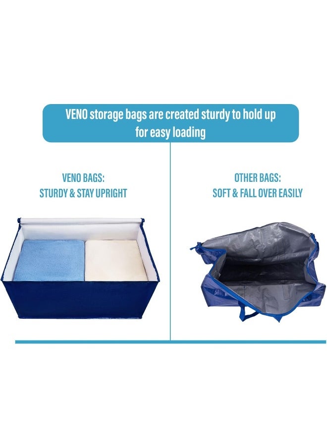 VENO VENO 10 Pack Heavy Duty Oversized Storage Bag for Moving, College Dorm, Traveling, Camping, Christmas Decorations, Packing Supplies, Organizer Tote, Reusable and Sustainable (Blue, 10 Pack)  - Image 5