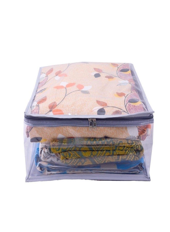 ABBASI Saree Cover Storage Bag Big for Clothes with Zip Organizer for Wardrobe, transparent Large Design Boxes (Grey, Pack of 1) - Image 4